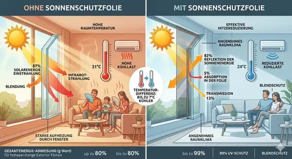 Wie effektiv reduziert Sonnenschutzfolie die Hitze in Wohnräumen?